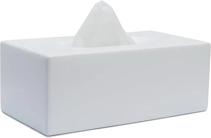 Yew Design Matte White Tissue Box Cover Rectangular, Facial Tissue Dispenser for Bathroom, Kitchen, Bedroom, Office, Hotel, Restaurant, Countertop, Nightstand, Car, and Desk - ModernBath