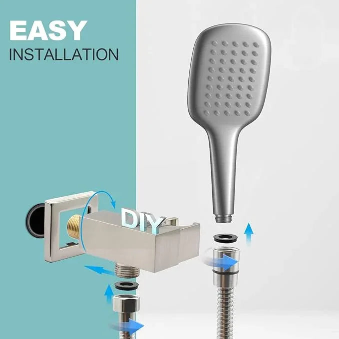 Brushed Nickel Shower Head Handheld HONGTONGSOWER Stainless Steel Bathroom showerhead Wand Hand-Held Sprayer with Extra Long Stainless Steel Hose - ModernBath