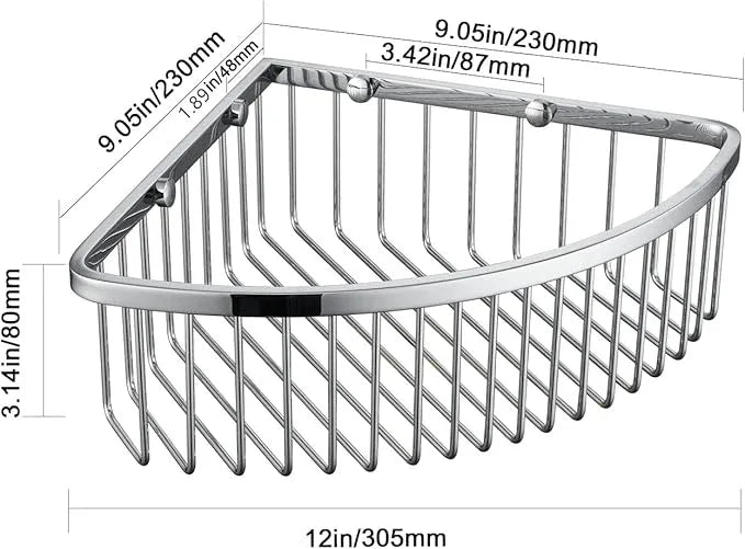 Bathroom Shower Caddy Corner Shelf Basket, Ultra Sturdy Rust-Proof Stainless Steel Shelf Organizer Shampoo Holder, Wall Mounted Storage Rack for Bathroom Kitchen, Polished Chrome - ModernBath