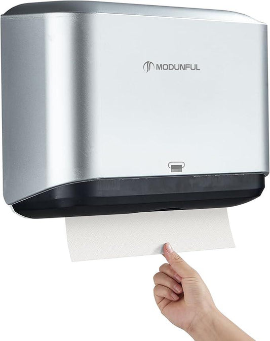Trifold Hand Towel Dispenser for Bathroom - C Fold Paper Towel Dispenser Wall Mount with No-Hole Adhesive Installation, Compact 200 Sheets Large Capacity for Home, Apartment & RV - ModernBath