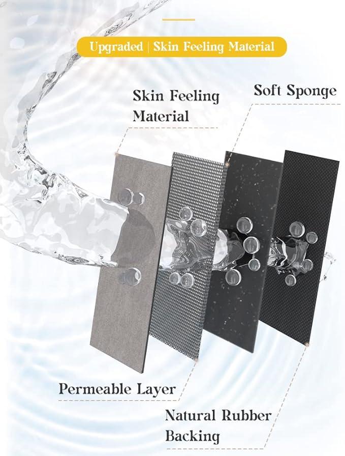 MontVoo -Bath Mat-Rubber Backing Non Slip Quick Dry Absorbent Thin Bathroom Rugs Fit Under Door-Faux Suede Surface Bathroom Floor Mats-Shower Rug for in Front of Bathtub Shower Gray Rug Set - ModernBath