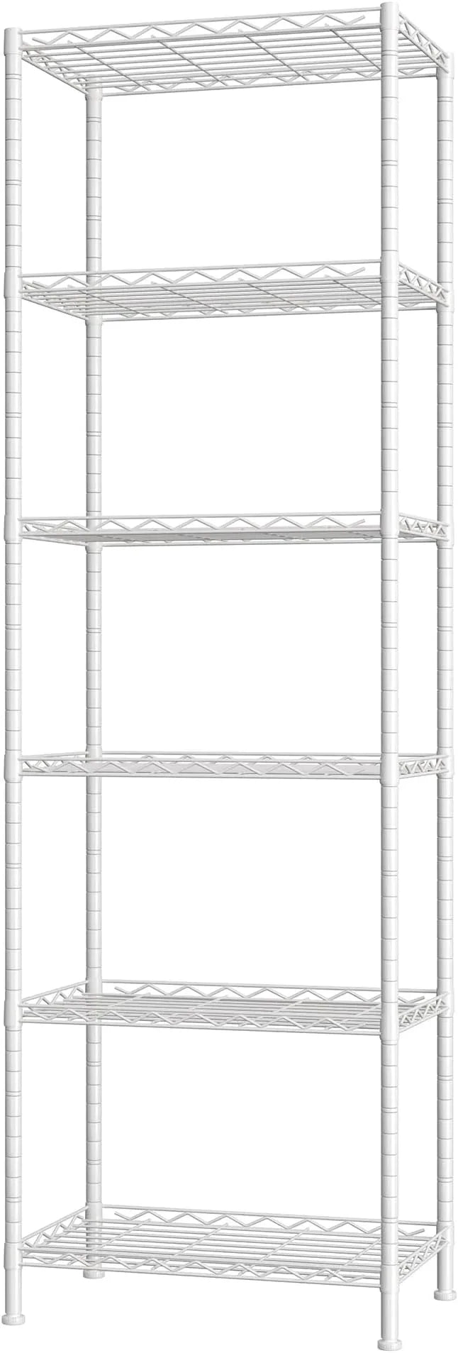 HOMEFORT 6-Shelving Unit, Adjustable Wire Shelving, Metal Wire Shelf Rack Organizer for Kitchen, Pantry, Closet, Bathroom, Laundry, White, 21" W x 11" D x 69" H - ModernBath