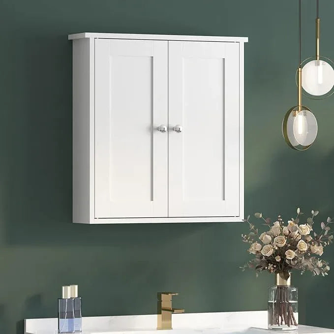 22x23 Bathroom Wall Cabinet,Medicine Cabinet for Bathroom Cabinet Wall Mounted,Over The Toilet Storage Cabinet with 2 Door,Surface Mount Medicine Cabinet for Laundry Room/Restroom,White - ModernBath