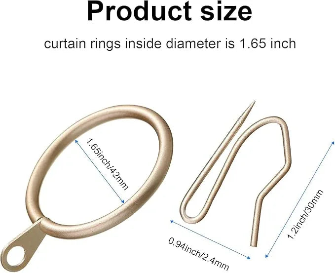 Qunclay 100 Set 1.65 Inch Metal Curtain Rings with Eyelets Curtain Hooks for Drapes and Metal Drapery Pin Drapery Hooks for Window Door Shower Bathroom Rings (Champagne) - ModernBath