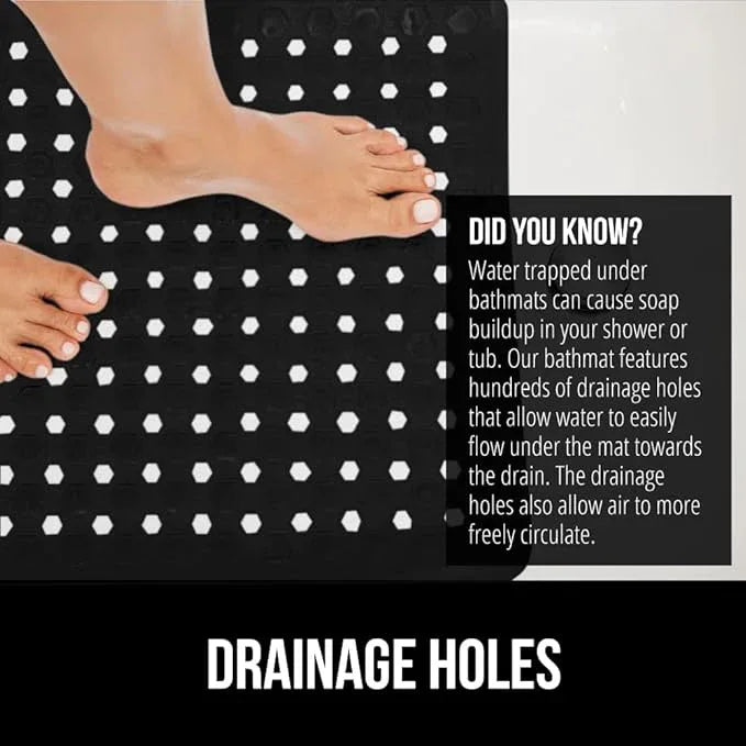 GORILLA GRIP Patented Square Shower Stall Mat, Small Bathtub Floor Mats for Stand Up Showers, Suction Cups and Drainage Holes, Machine Wash, Soft on Feet, Bathroom Accessories 21x21 Inch, Black Opaque - ModernBath