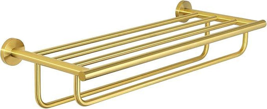Alise 24 inch Towel Shelf with Double Towel Bars,Towel Rack for Bathroom,SUS 304 Stainless Steel Wall Mount Towel Holder Storage,Brushed Gold,GYT7060-G - ModernBath