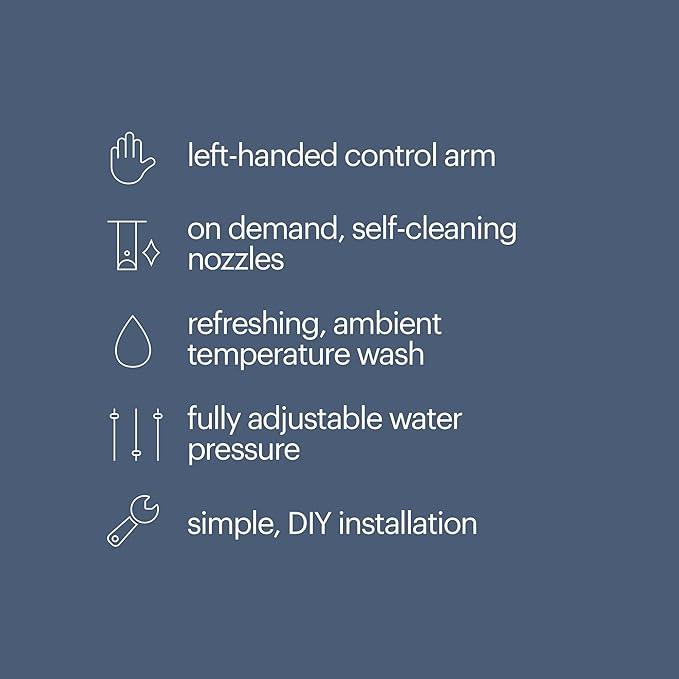 Brondell Bidet Left Hand Bidet Attachment SouthSpa Dual Nozzle - control panel on left side - Dual Positionable Nozzles for front and rear wash, LH-12 - ModernBath