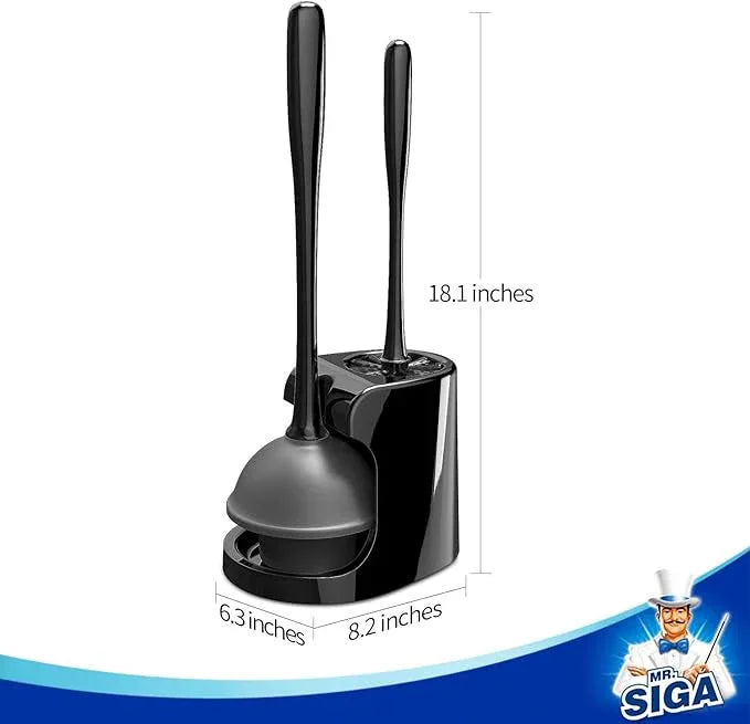 MR.SIGA Toilet Plunger and Bowl Brush Combo for Bathroom Cleaning, Black, 2 Sets - ModernBath