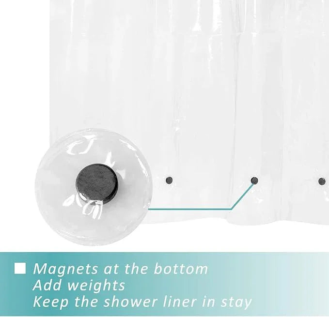 Mrs Awesome 82x74 Wide Shower Curtain Liner with Magnets, Free Hooks Included, Waterproof PEVA, PVC Free, 82 x 74 inches, Clear - ModernBath