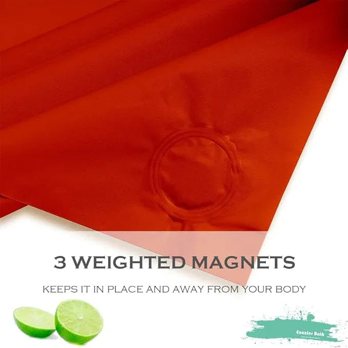 Eazzier Bath Tangerine Plastic Shower Curtain Or Liner, 72x72 Inch Lightweight Red Plastic Bathroom Shower Showroom Inner Curtain with Rustproof Metal Grommet Holes and Weighted Magnets - ModernBath