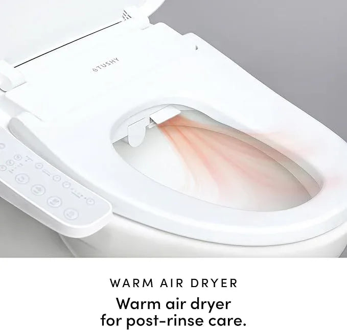 TUSHY Cloud Electronic Bidet Heated Toilet Seat | Instant Warm Water, Adjustable Air Dryer, Soft Close Lid and Seat & Night Light (Self Cleaning Nozzle and Water Filter), Elongated - ModernBath