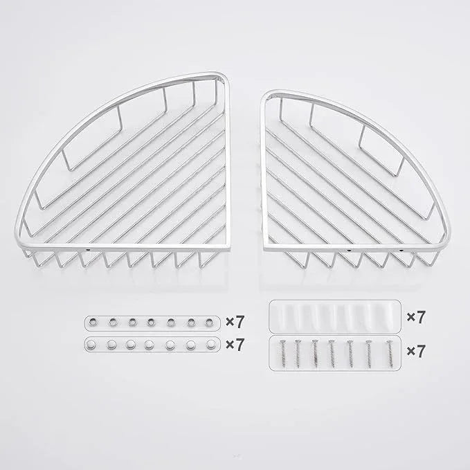 Segistan Corner Shower Caddy Organizer, SUS304 Stainless Steel Heavy Duty Rust-Proof Shelf Shampoo Holder, Wall Mounted Storage Rack for Bathroom Kitchen, 2 Packs Polished Chrome - ModernBath