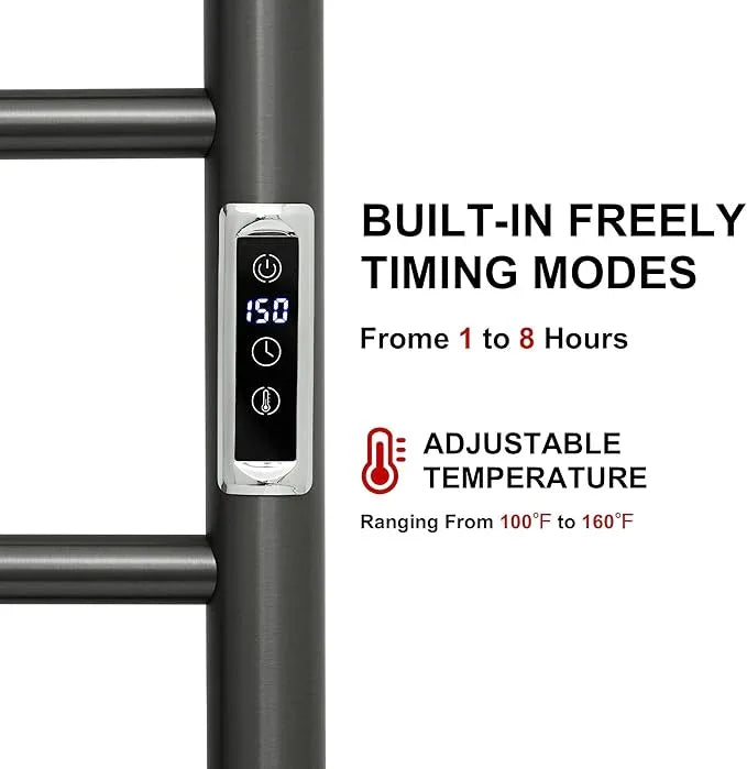 Electric Towel Warmer Rack,Heating Towel Warmer,Timer & Temperature Control,Wall-Mounted Plug-in for Bathroom, Gunmetal Grey,Stainless Steel,4-Bar(16.54x23.62x5.51in) - ModernBath