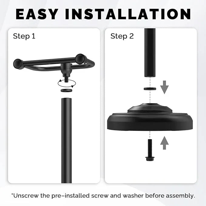 Black Toilet Paper Holder Stand, Matte Black Toilet Paper Holder Free Standing, Post Pivoting Design & Stable Weighted Base SUS304 Stainless Steel for Bathroom(Mega Roll) - ModernBath