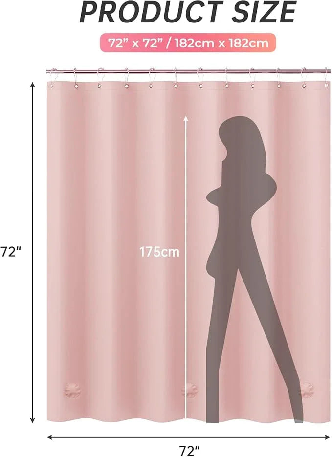 AmazerBath Light Pink Shower Curtain Plastic 72x72 Inches, Premium PEVA Shower Curtain Pink, 8G Heavy Duty Shower Curtains for Bathroom with 3 Big Weighted Stones and 12 Rustproof Grommets - ModernBath