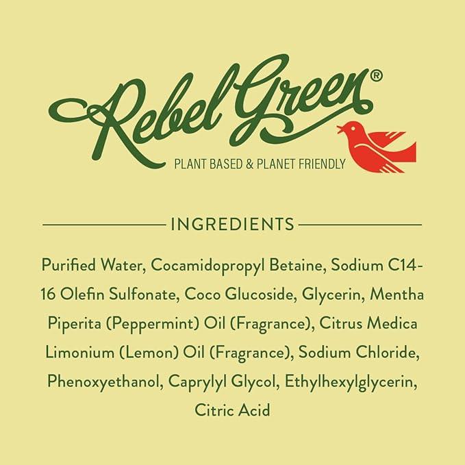 Rebel Green Fresh & Clean Hand Soap Refill - Natural Liquid Hand Soap Refill for Bathroom & Kitchen - Peppermint and Lemon Scent, 32 Fl Oz - ModernBath