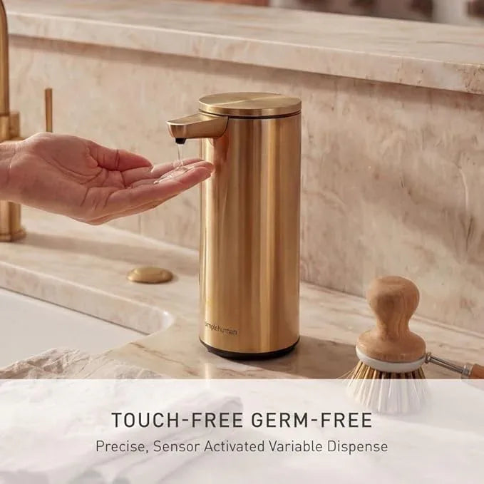 simplehuman 9 oz. Touch-Free Automatic Rechargeable Sensor Pump, Brass Stainless Steel, New - ModernBath