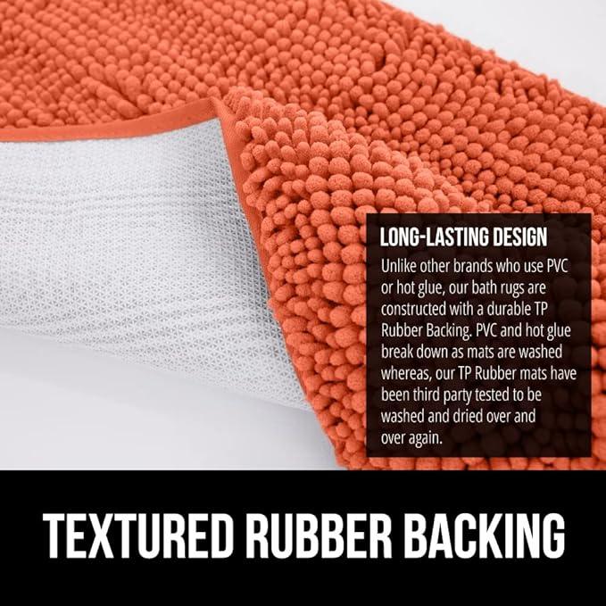 GORILLA GRIP Bathroom Rug Sets, Soft Chenille 2 Piece Area Rugs Set, Toilet Base Mat and 30x20 Carpet, Absorbent Microfiber Washable Mats Dry Quickly, Home Décor and Bath Room Accessories, Coral - ModernBath