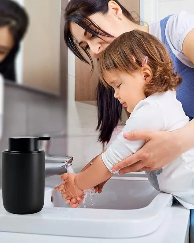 BosilunLife Black Foam Soap Dispenser - Ceramic Foaming Hand Wash Dispenser for Bathroom Modern Farmhouse Small Soap Dispenser Lotion Hand Pump Dispenser for Kitchen Sink - ModernBath