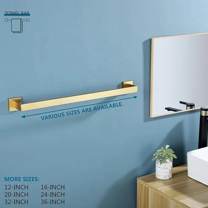 KOKOSIRI 24-Inch Single Towel Bar, Bathroom Kitchen Towel Holder, Wall Mounted SUS304 Stainless Steel Towel Rack, Brushed Gold, B4003BG-L24 - ModernBath