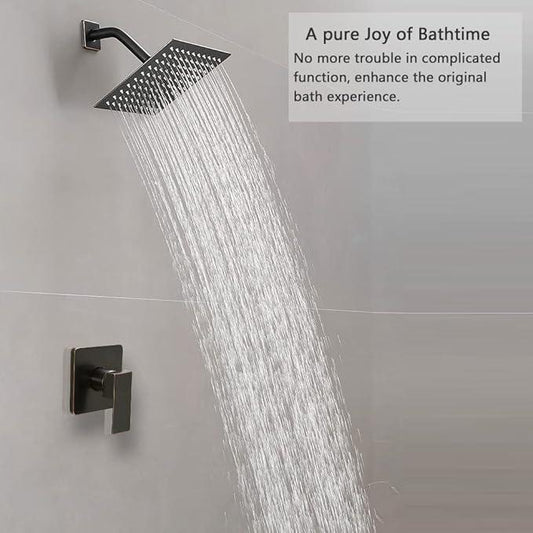 JingGang Oil Rubbed Bronze Shower Faucet Set Bathroom Rainfall Shower System with Stainless Steel Metal Shower Head Single Function Shower Trim Kit with Rough-in Valve - ModernBath
