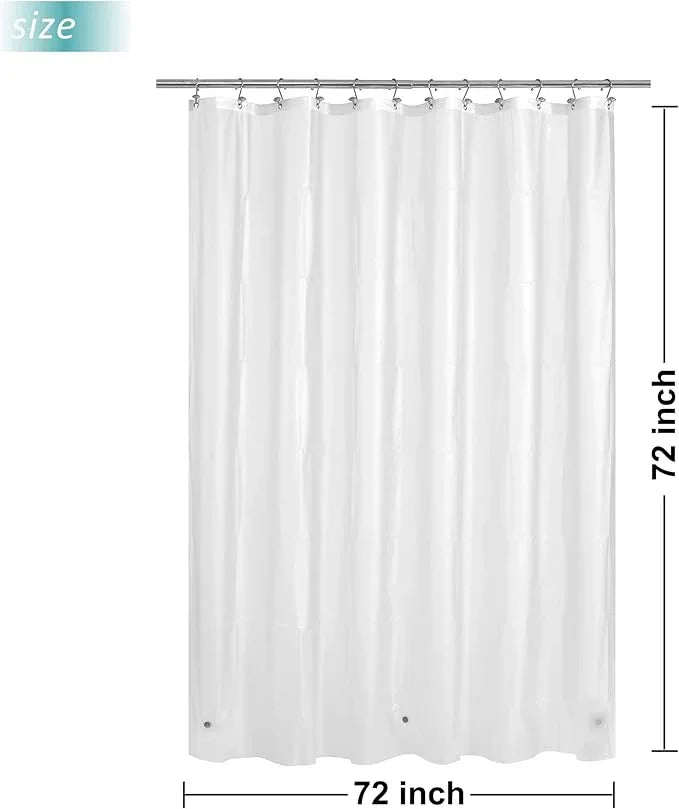 Mrs Awesome Shower Curtain Liner with Magnets, 72x72 Frosted PEVA Plastic Shower Curtain for Bathroom, Lightweight & Waterproof, 72 x 72, Frost - ModernBath