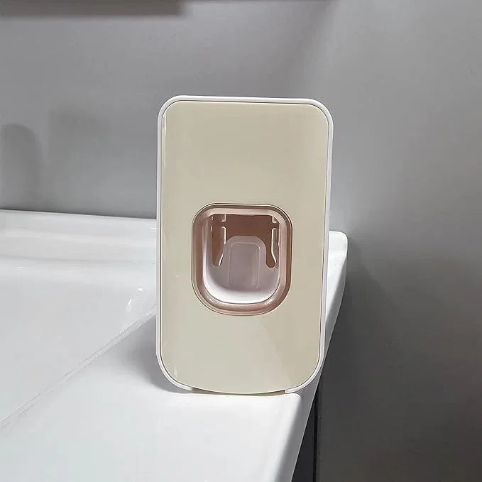 2 Slot Toothbrush Holder and Toothpaste Dispenser Wall Mounted, Automatic Toothpaste Squeezer, 2 in 1 Tooth Brush Toothpaste Organizer for Shower (Ivory Yellow) - ModernBath