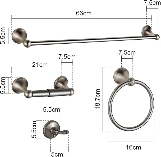 BGL Bathroom Hardware Set Brushed Nickel Adjustable Expandable Bath Towel Bars Bathroom Accessory Set Towel Racks 8-Pieces Wall Mount - ModernBath