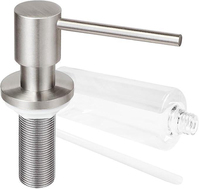 EADOT Deck Mounted Brass Kitchen Sink Soap Dispenser or Lotion Dispenser with 17OZ Above The Sink Refillable Bottle(Brushed Nickel) - ModernBath
