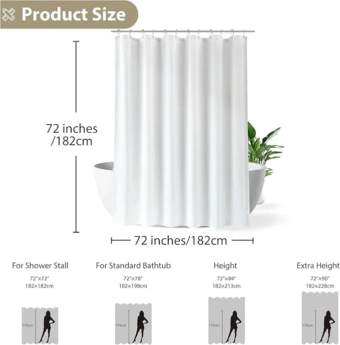 Jowels White Linen Shower Curtain, Boho Farmhouse Shower Curtain Set for Bathroom, 200GSM Luxury Weighted Water Resistant Fabric Textured Shower Curtains with 12 Metal Hooks, 72Wx84H - ModernBath