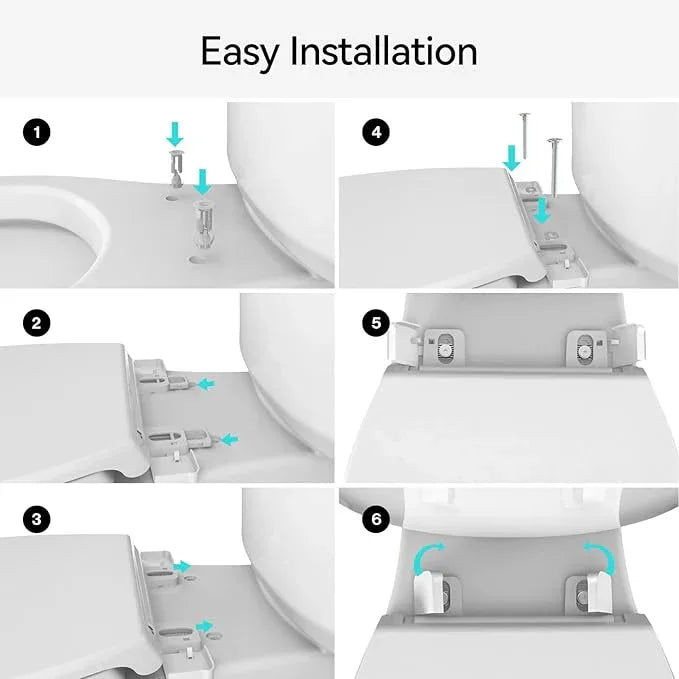 R&T Round Toilet Seat for Standard Toilet Bowl (16.5'') No-Slam Soft-Closing Quick-Release Hinge & Quick-Attach Hardware Never Loosen Plastic White - ModernBath