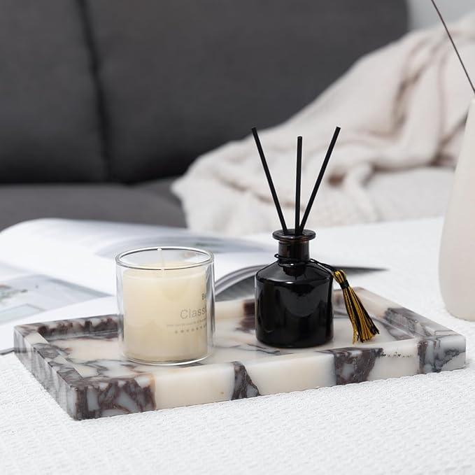 Calacatta Viola Marble Trays 10"x6" Rectangular - Vanity & Desk Organizer Set, Stone Serving Platter for Jewelry/Perfume - ModernBath