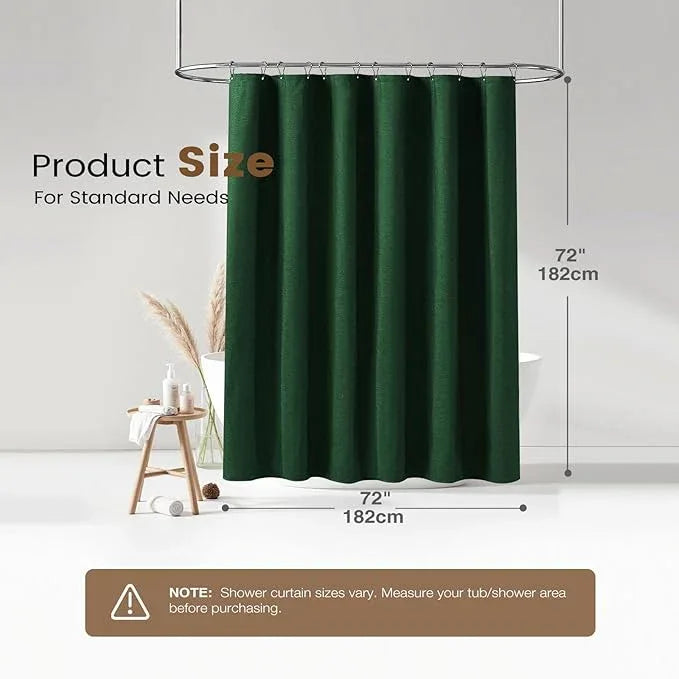 BTTN 3 in 1 Shower Curtain Set, Emerald Green Linen Textured Fabric Shower Curtain and Clear Liner Set with Plastic Hook, Modern Hotel Luxury Weighted Waterproof Shower Curtain for Bathroom, 72x72 - ModernBath