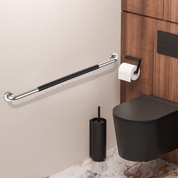 36 Inch Shower Grab Bar w/Anti Slip Rubber Grip, Munzong Stainless Steel Bathroom Grab Bar, Chrome Bathroom Balance Bar,Safety Handrail Support,Handicap Injury Elderly Senior Assist Bath Handle - ModernBath