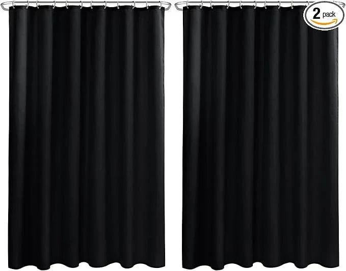 Nasitos Extra Long Fabric Shower Curtain Liners 2 Pack - W72 x H84 - Water Resistant Cloth Shower Curtains with Magnets, Soft Hotel Quality, Machine Washable (Black, Magnets Included) - ModernBath