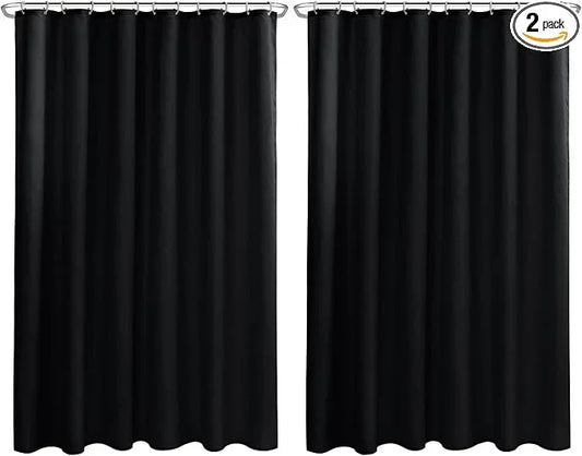 Nasitos Extra Long Fabric Shower Curtain Liners 2 Pack - W72 x H84 - Water Resistant Cloth Shower Curtains with Magnets, Soft Hotel Quality, Machine Washable (Black, Magnets Included) - ModernBath
