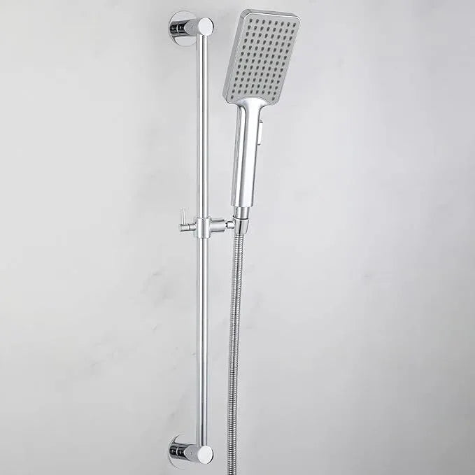 Shower Slide Bar Adjustable Handheld Shower Head Holder Wall Mount - 30inch All-Metal Shower Head Slide Bar Compatible with Bathroom Drill Free Glue Installation - Polished Chrome - ModernBath