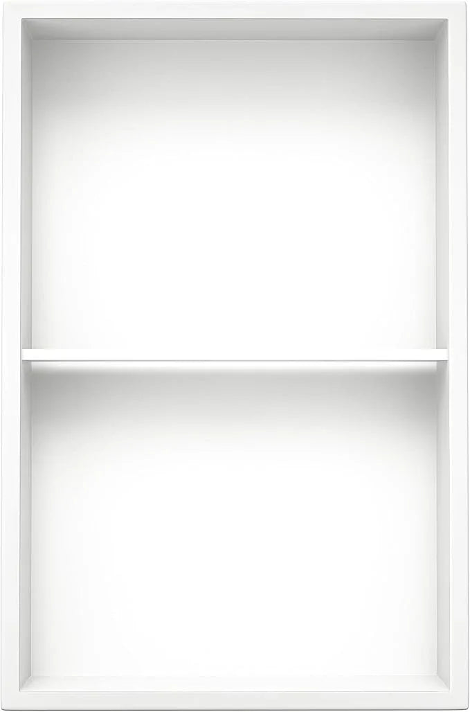 Stainless Steel Shower Niche 14"×24" White with 2-Tier Shelf No Tiled Needed Niche Shower for Bathroom Wall Recessed Shower Shelf for Bathroom Storage - ModernBath