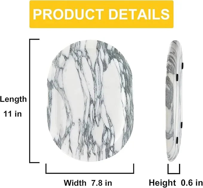 WANJINGYULE Natural Marble Decorative Tray Bathroom Counter Perfume Organizer Vanity Tray for Home Decor, Jewelry Candle, Coffee Table, Soap Holder Dresser Countertop Accessories 8"x11" Arabescato - ModernBath