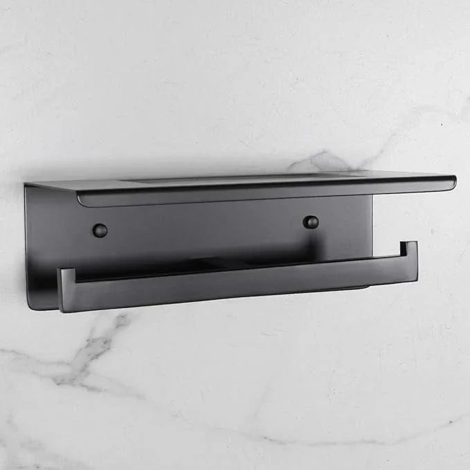 Matte Black Toilet Paper Holder - Toilet Paper Double Roll Holder with Shelf Wall Mounted for Bathroom, Stainless Steel - ModernBath