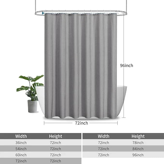 THAIGEE 2-in-1 Waterproof Extra Long Fabric Shower Curtain or Liner,Linen Textured,96 Inch Breathable TPU & Washable Bathroom Shower Curtain Set with 12 Plastic Hooks,Modern,72"x96" Grey - ModernBath