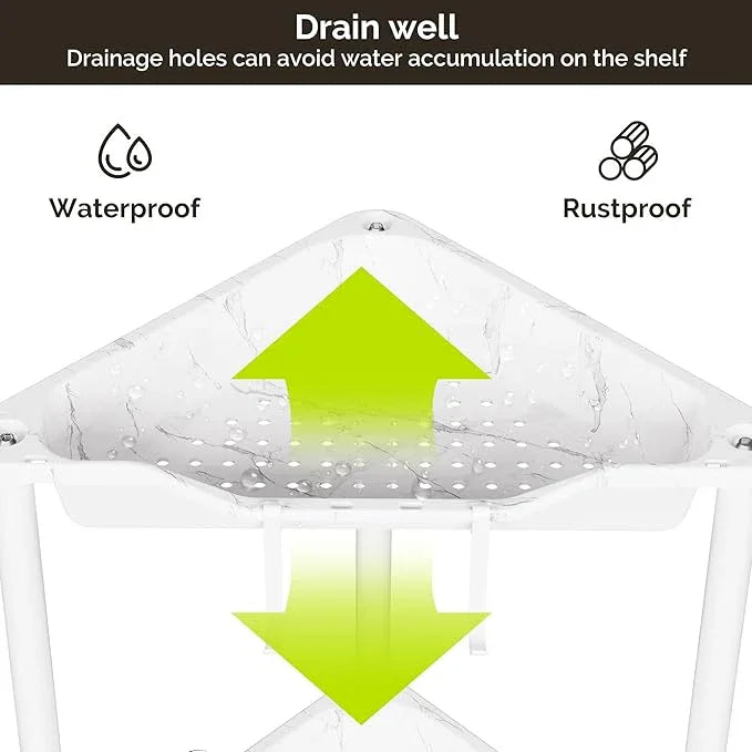 Orimade Rustproof 4 Tier Floor Standing Corner Shower Caddy Organizer, Plastic Metal Splicing Floor Corner Shelf Rack Storage Stands for Bathroom, Marble - ModernBath