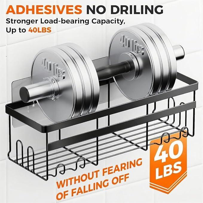 Shower Caddy, 2-Pack No Drilling Rustproof Organizer with Save Space Hooks, Apartment Essentials for Bathroom, No Drilling Shelves for Kitchen & Living Room - ModernBath