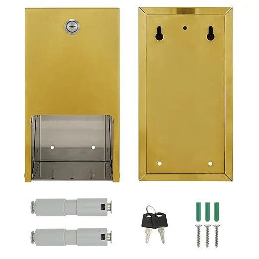 Gold 2 Roll Stainless Steel Commercial Toilet Paper Dispenser, Heavy Duty Wall Mount Tissue Holder with Lock for Restroom/Bathroom - ModernBath