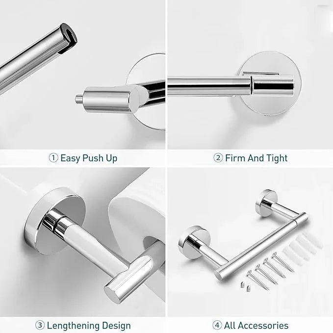 Chrome Toilet Paper Holder - Polished Metal Bathroom Flexible Pivot Tissue Roll Holder on Wall Mounted, Sturdy SUS 304 Stainless Steel Toilet TP Large Mega Roll Holder Modern Silver - ModernBath