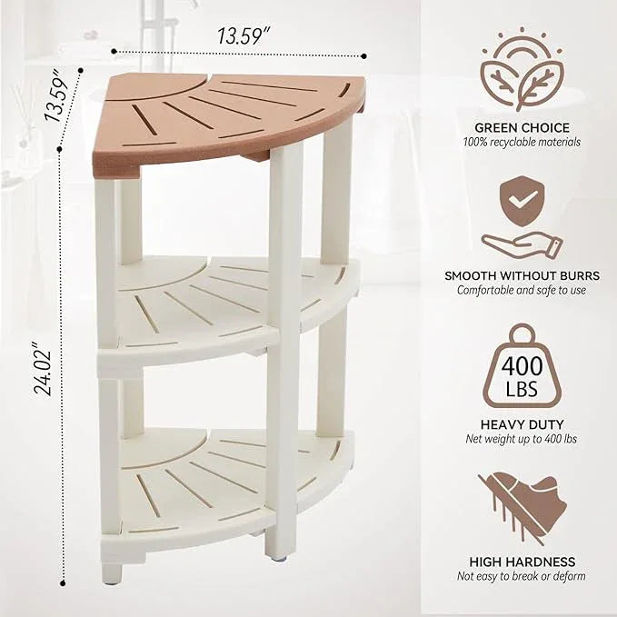Shower Bench, Corner Shower Stool for Inside Shower and Shaving Legs, Waterproof HDPE Shower Chair Seat with Storage Shelf for Bathroom Non-Slip - ModernBath