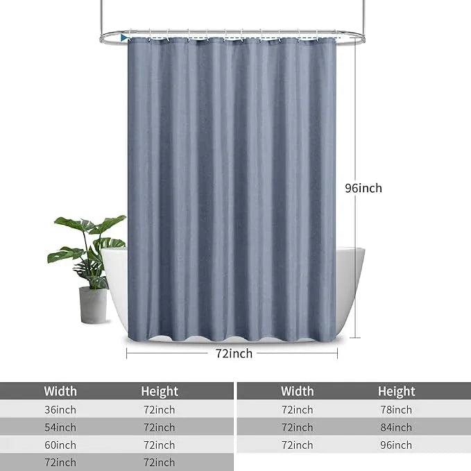 THAIGEE 2-in-1 Waterproof Extra Long Fabric Shower Curtain or Liner,Linen Textured,96 Inch Breathable TPU & Washable Bathroom Shower Curtain Set with 12 Plastic Hooks,Modern,72"x96" Blue Gray - ModernBath