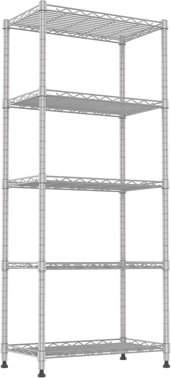 REGILLER 5-Wire Shelving Metal Storage Rack Adjustable Shelves,Standing Storage Shelf Units for Laundry Bathroom Kitchen Pantry Closet(Silver,11.8" D x 21.2" W x 53.5" H) - ModernBath