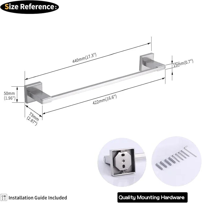 GERZWY 18 Inch Towel Bar Bathroom Wall Mounted Towel Rail, Stainless Steel Hand Towel Holder Brushed Finish JG1901A45-LS - ModernBath