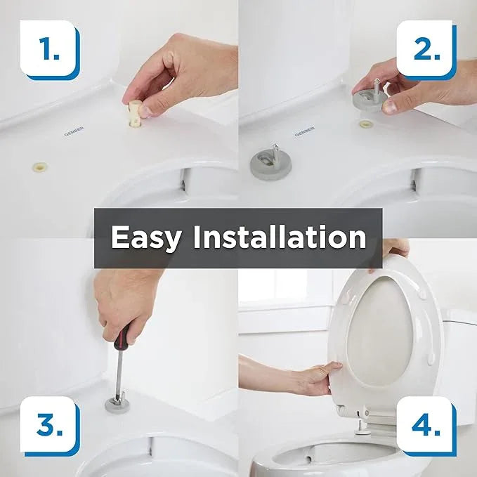 Gerber Soft-Close Elongated Toilet Seat with Two Button Quick-Release, Top-Mount Installation, Non-Slip Bumpers, and Cover, Heavy-Duty Plastic, White, GC550130 - ModernBath